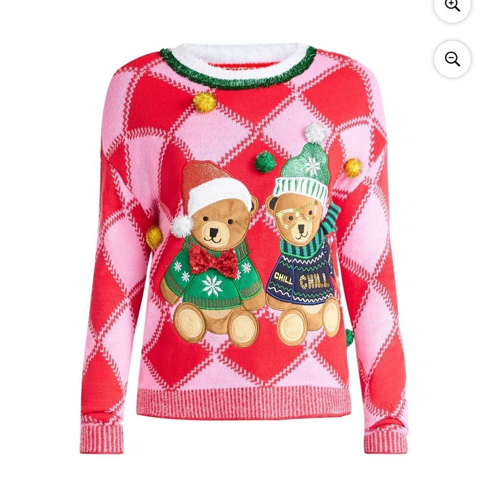 NWT Teddy Bear Embellished Pullover Christmas Sweater